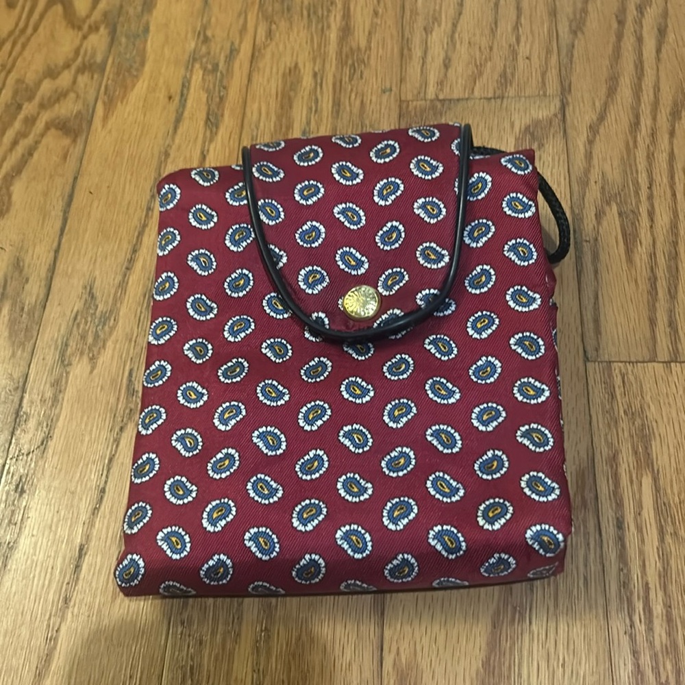 Patterned Red Fold-Over Travel Pouch
